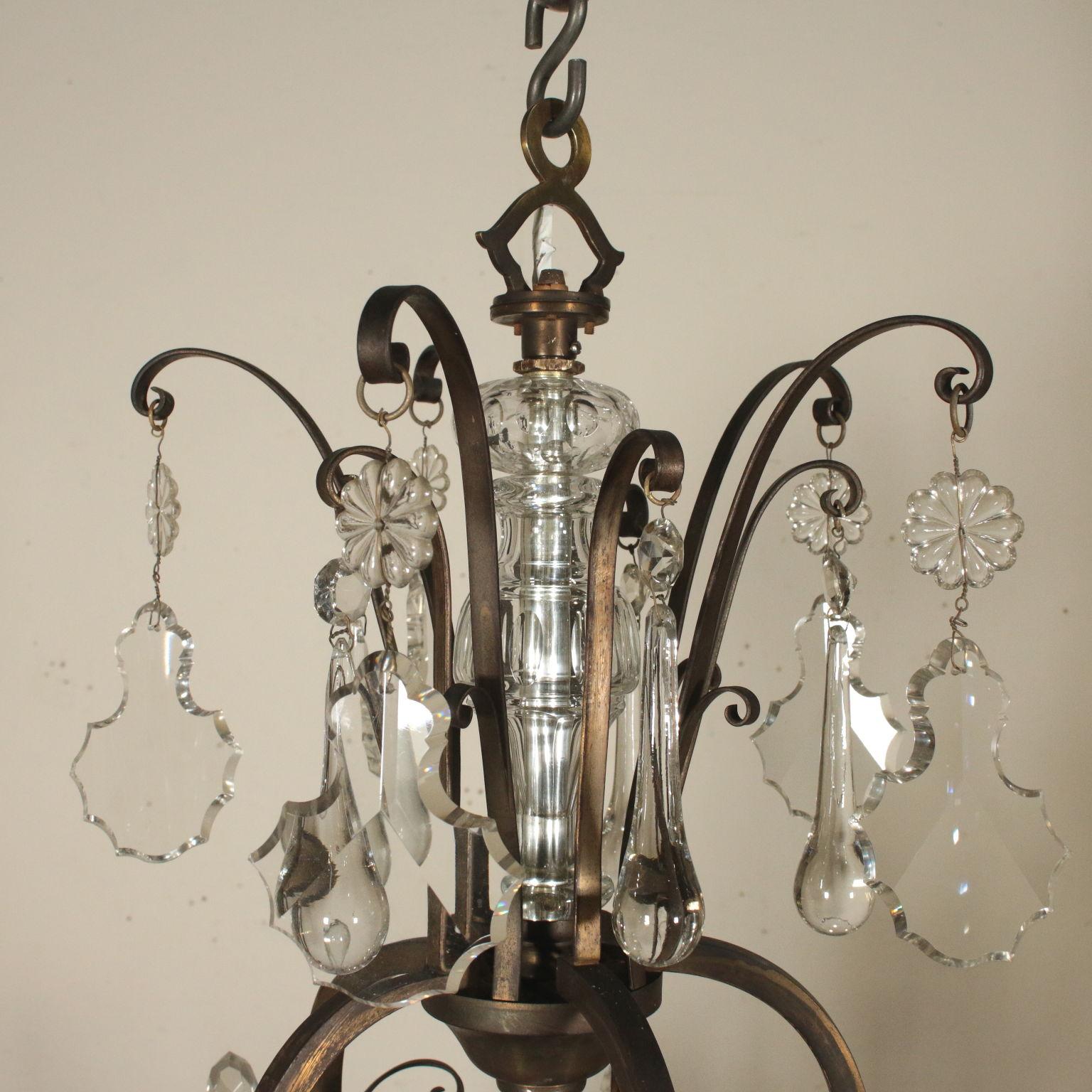 Large Chandelier Crystal Pendants Italy, Early 1900s 1
