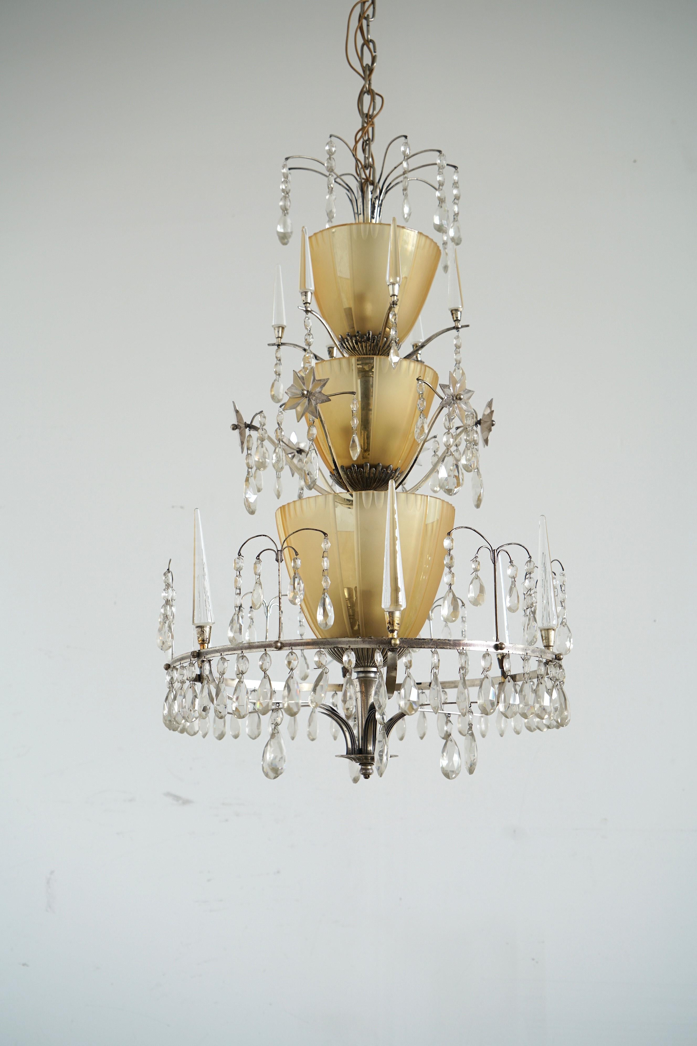 Swedish Large Chandelier Ellis Bergh Attributed, 2 Available For Sale