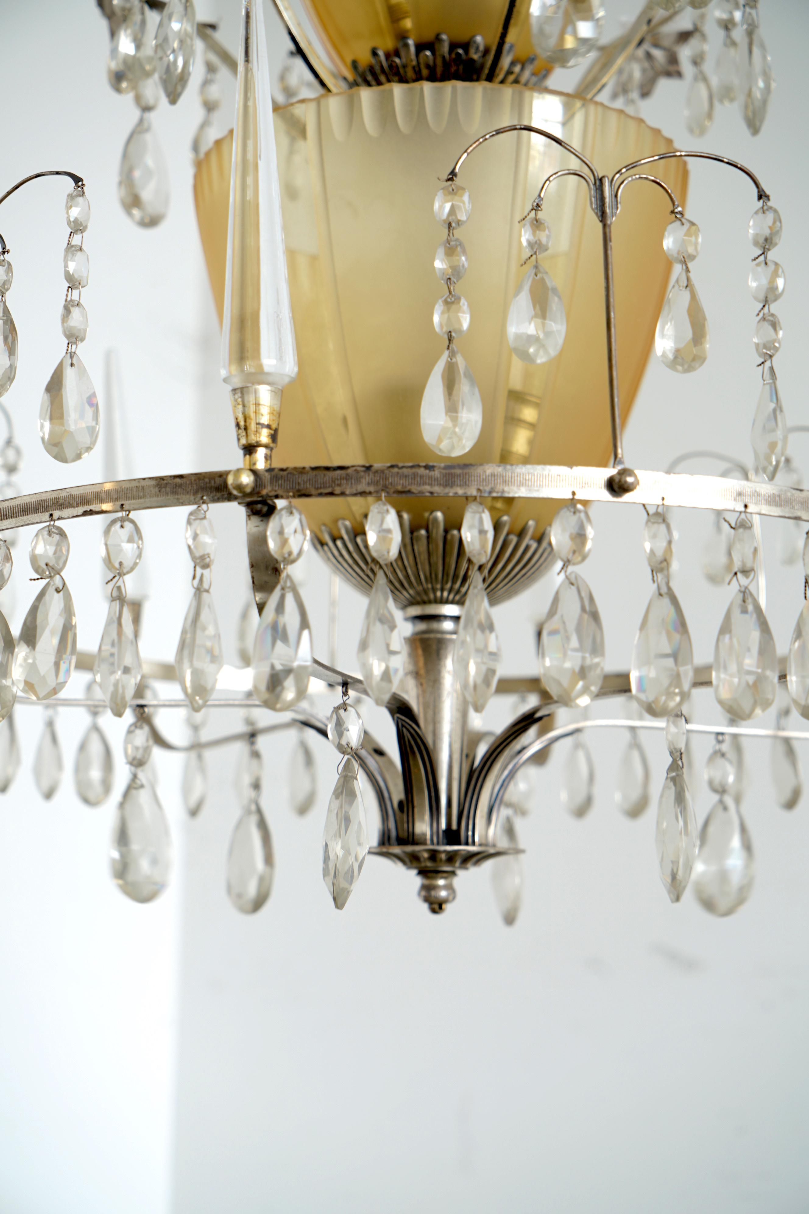 Brass Large Chandelier Ellis Bergh Attributed, 2 Available For Sale