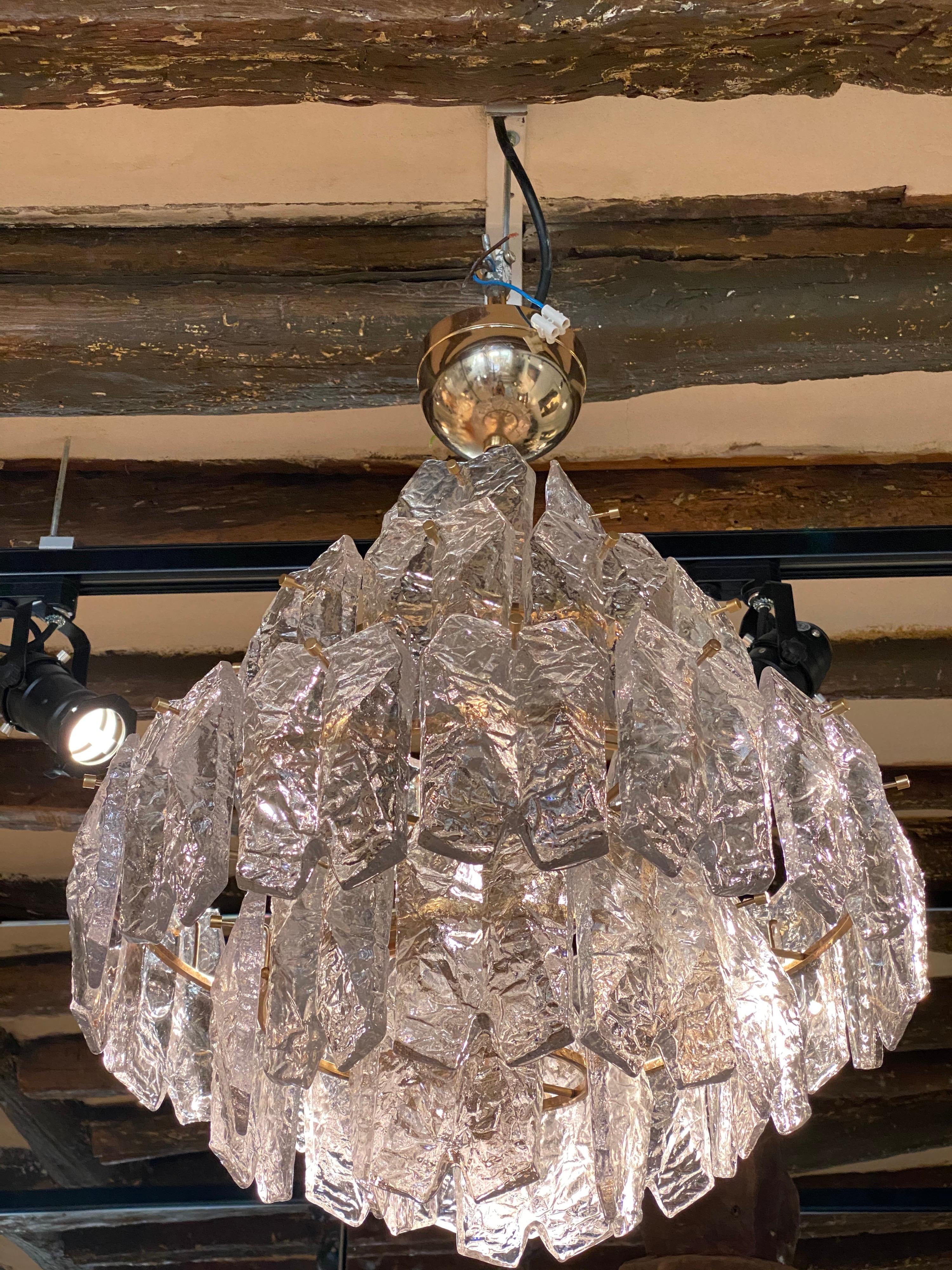 Large Chandelier Frosted Glass by Julius Theodor Kalmar, 1960s 6