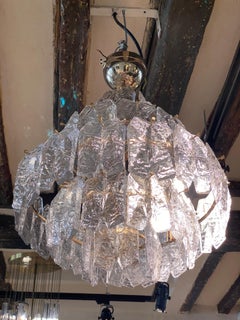 Large Chandelier Frosted Glass by Julius Theodor Kalmar, 1960s