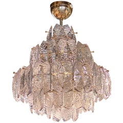 Vintage Large Chandelier Frosted Glass by Julius Theodor Kalmar, 1960s