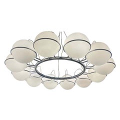 Large Chandelier, Glass and Metal, Italy, 1970s