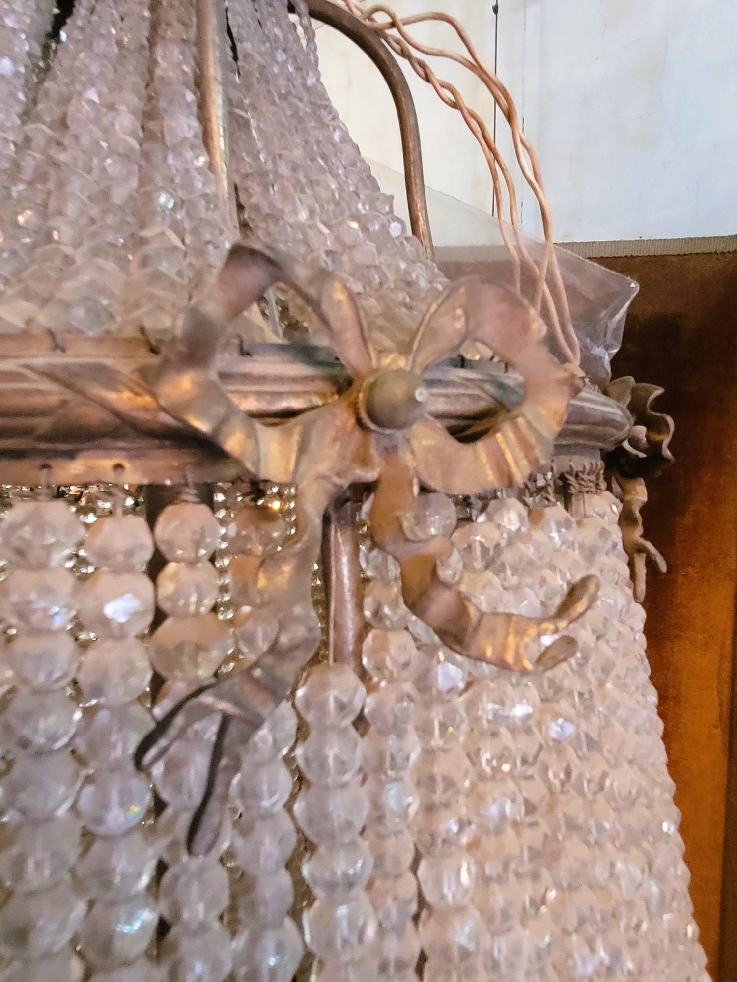 European Large Chandelier (h153cm) Pearl Bag, Or Hot Air Balloon, Late 19th Early 20th Ce For Sale