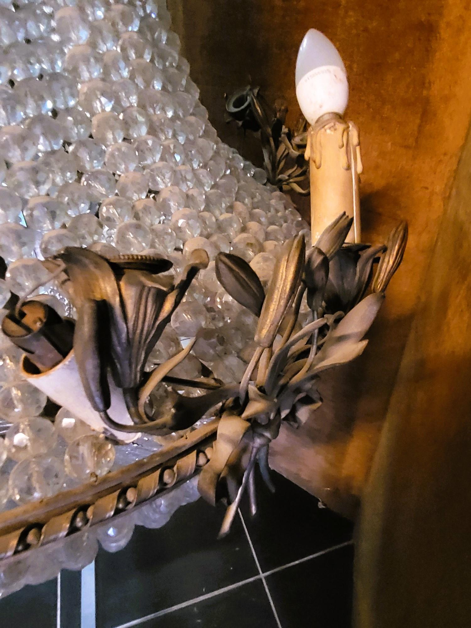 19th Century Large Chandelier (h153cm) Pearl Bag, Or Hot Air Balloon, Late 19th Early 20th Ce For Sale