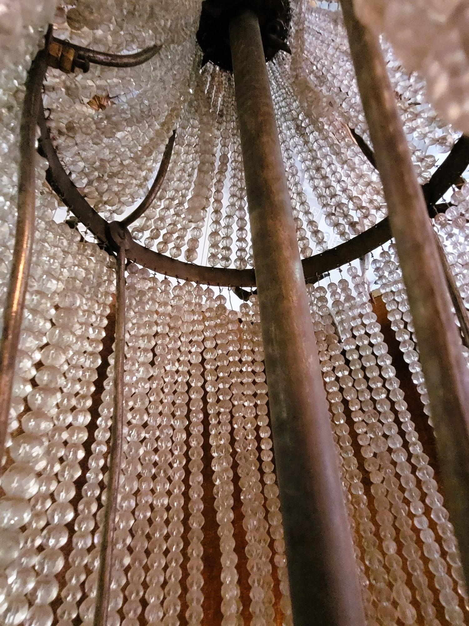 Large Chandelier (h153cm) Pearl Bag, Or Hot Air Balloon, Late 19th Early 20th Ce For Sale 1