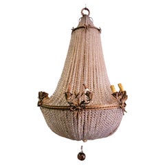 Large Chandelier (h153cm) Pearl Bag, Or Hot Air Balloon, Late 19th Early 20th Ce
