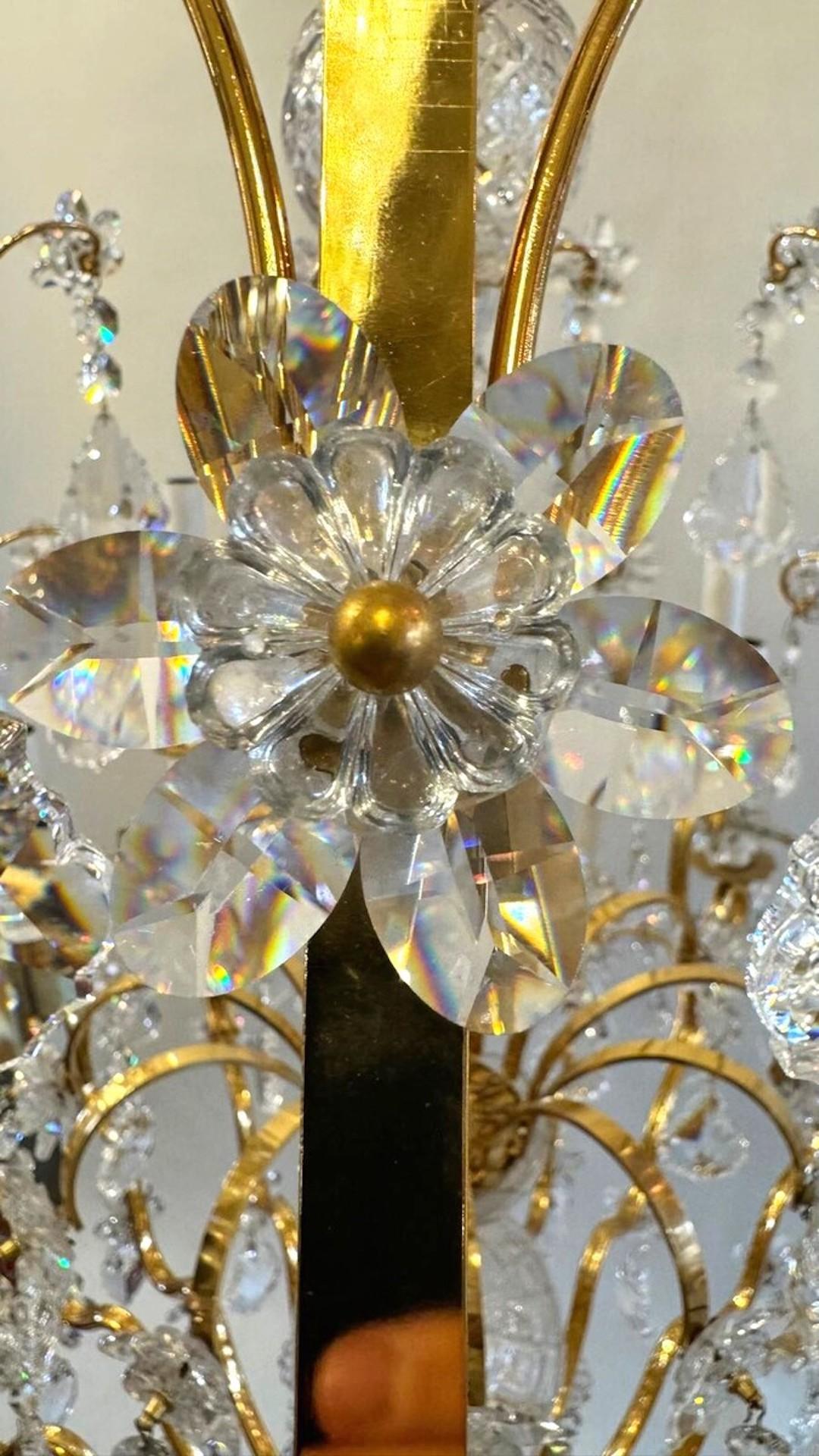 Large Chandelier In Gilded Bronze And Palwa Crystal - 24 Lights - Circa 1980 For Sale 3