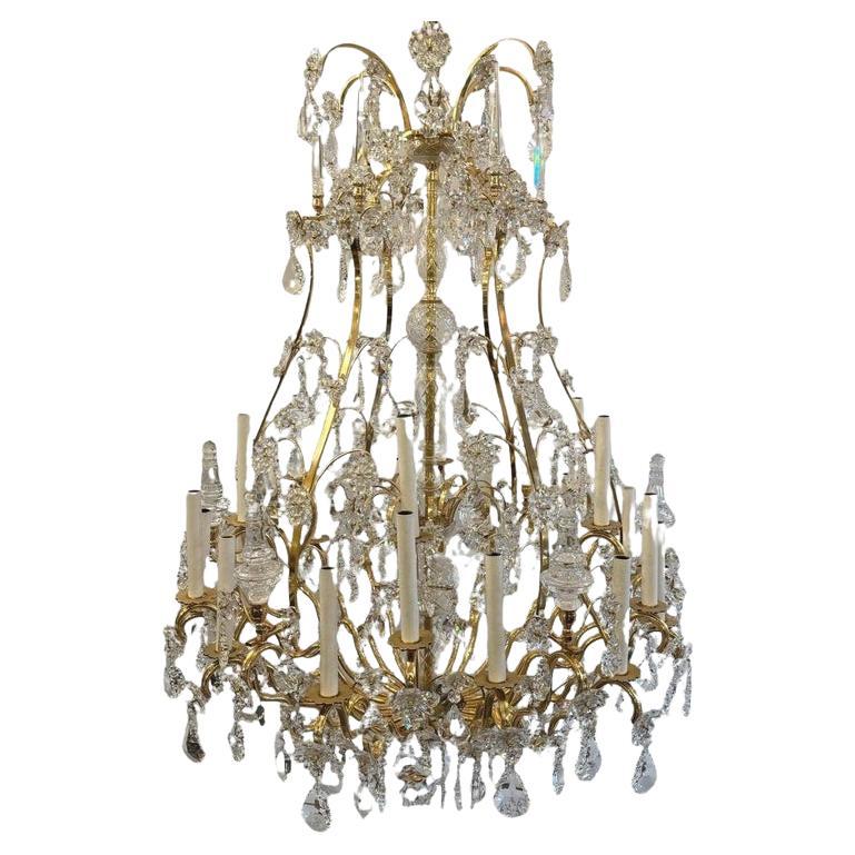 Großer Kronleuchter aus vergoldeter Bronze und Palwa-Kristall - 24 Lights - CIRCA 1980