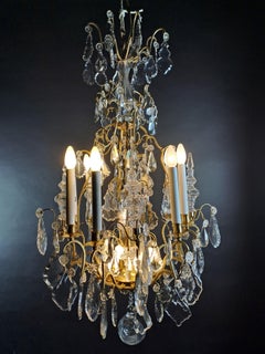 Large Chandelier In Gilt Bronze And Baccarat Crystal