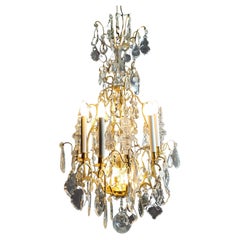 Large Chandelier In Gilt Bronze And Baccarat Crystal