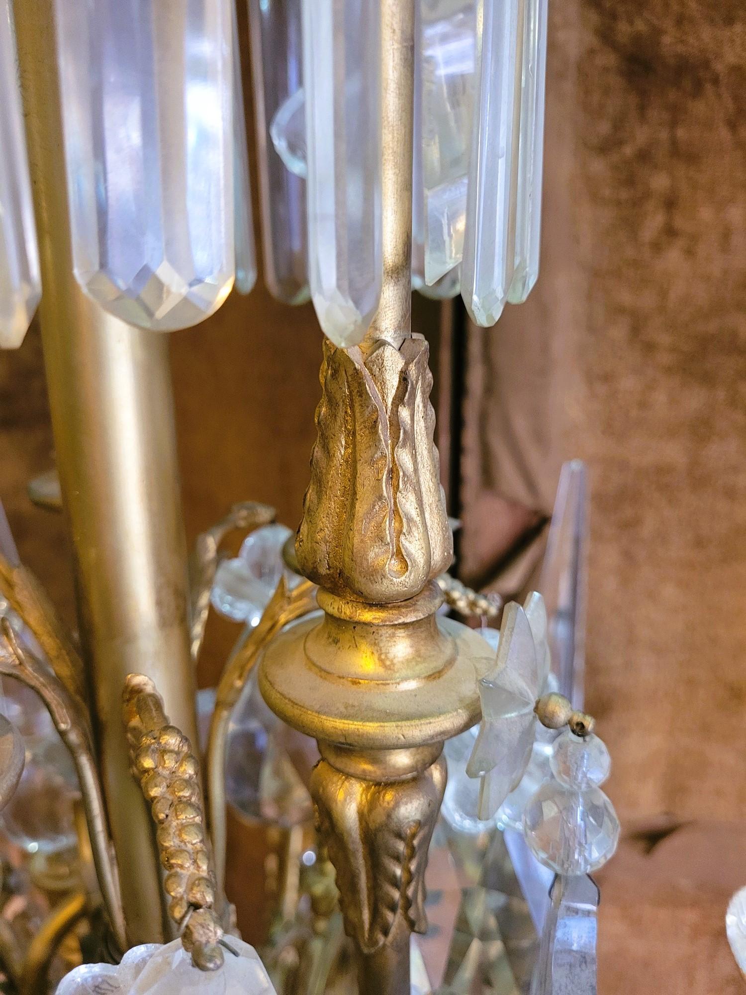 Large Chandelier In Gilt Bronze And Crystal, Napoleon III, Early 20th Century For Sale 14