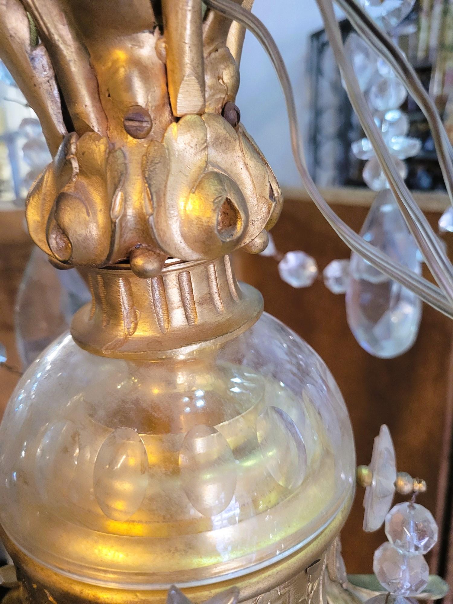 Large Chandelier In Gilt Bronze And Crystal, Napoleon III, Early 20th Century For Sale 15