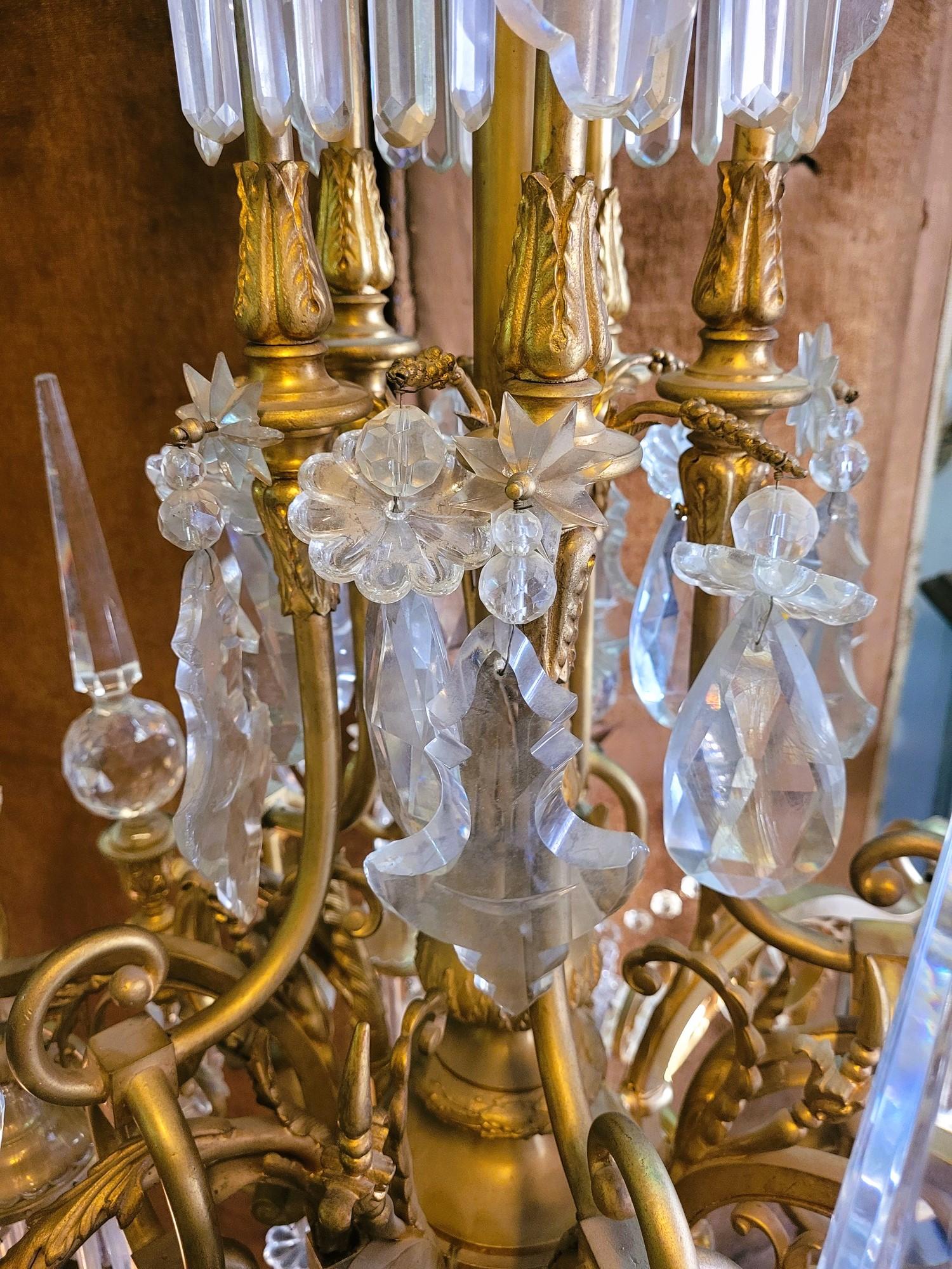 Large Chandelier In Gilt Bronze And Crystal, Napoleon III, Early 20th Century For Sale 2