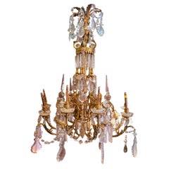 Large Chandelier In Gilt Bronze And Crystal, Napoleon III, Early 20th Century