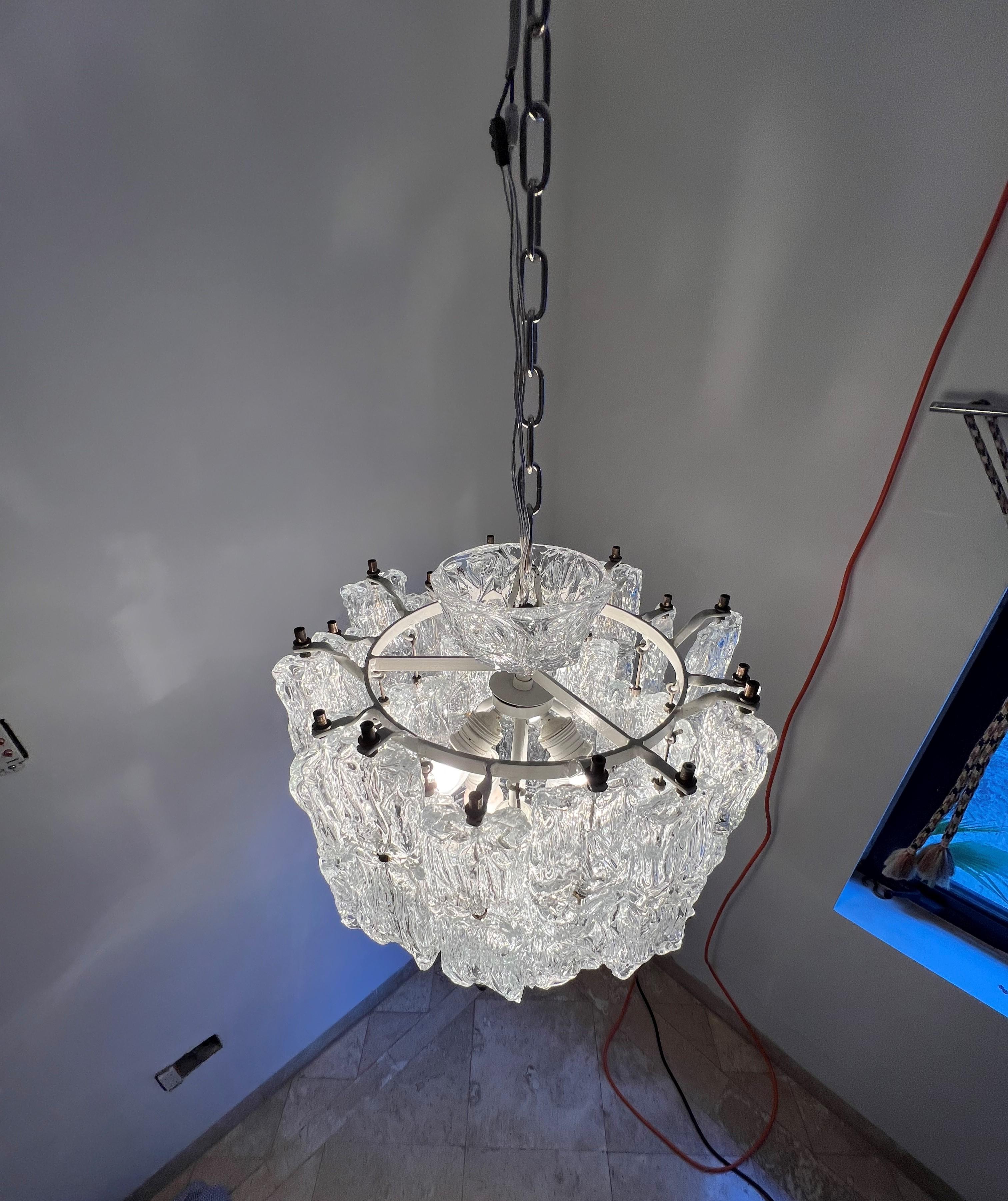 Large Chandelier in Murano Glass by Barovier Toso, Italy, circa 1950 5