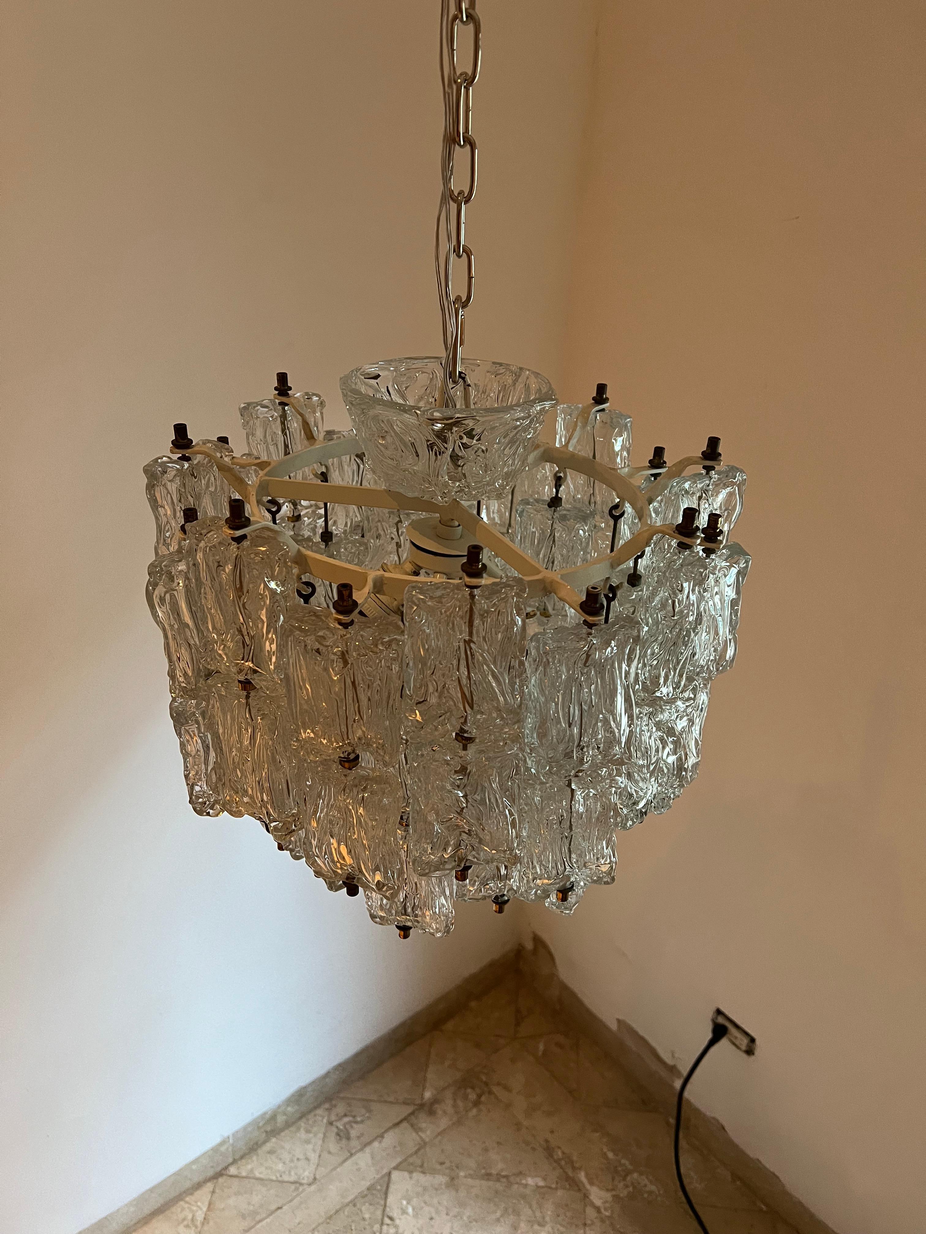 Large Chandelier in Murano Glass by Barovier Toso, Italy, circa 1950 14