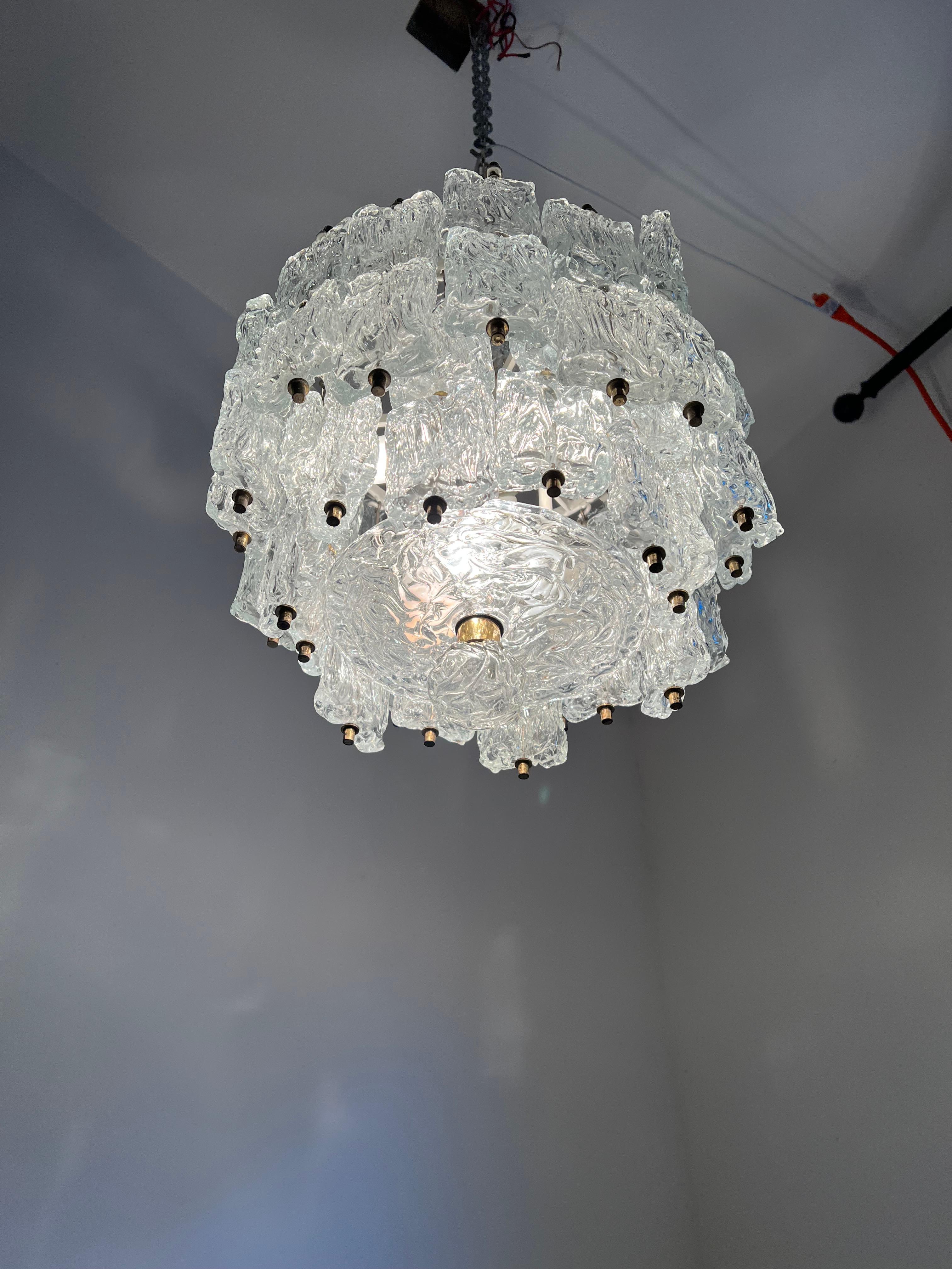 Italian Large Chandelier in Murano Glass by Barovier Toso, Italy, circa 1950