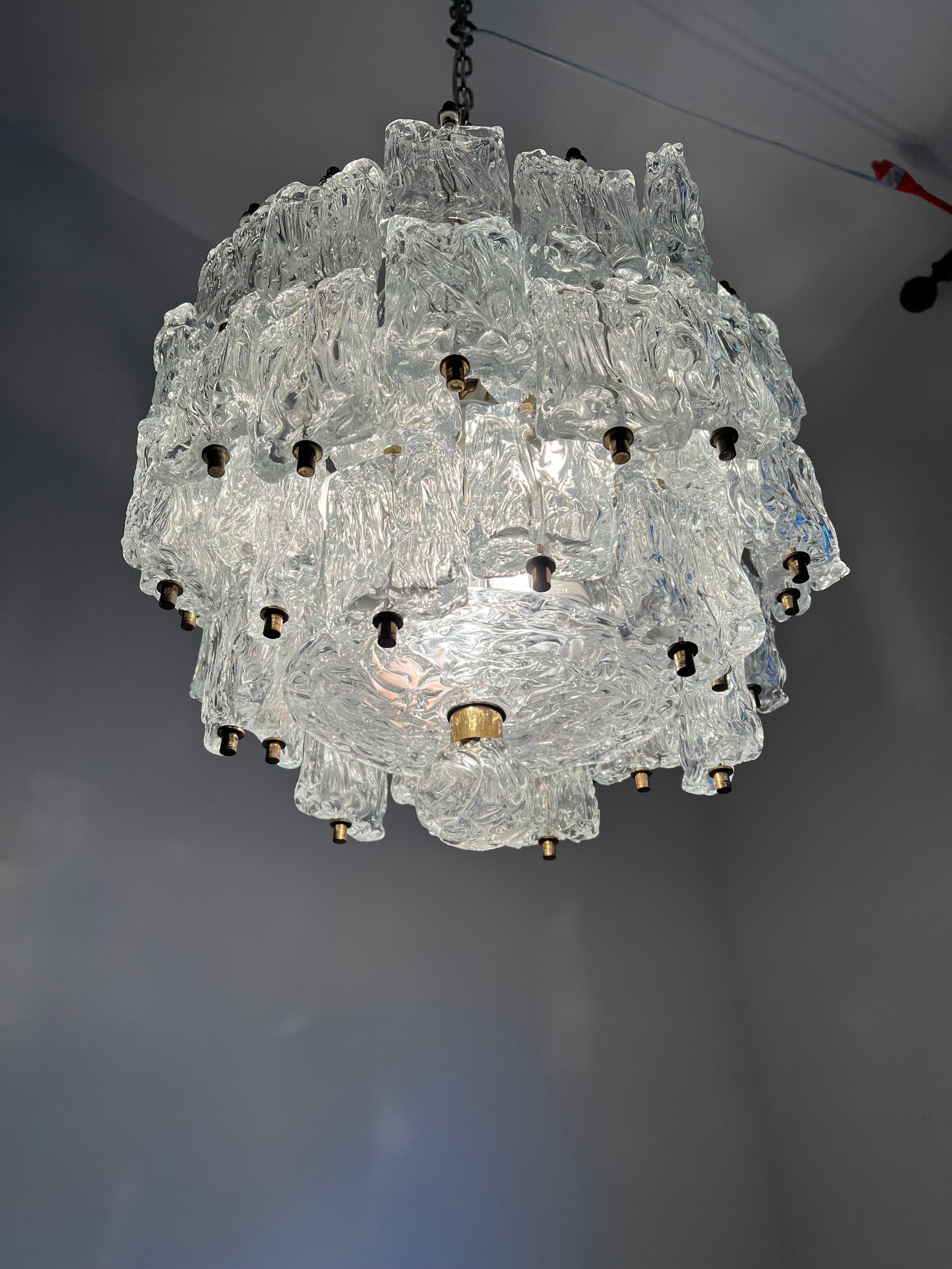 Large Chandelier in Murano Glass by Barovier Toso, Italy, circa 1950 In Good Condition In Merida, Yucatan