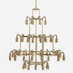 Large chandelier in patinated brass by Erik Herløw
