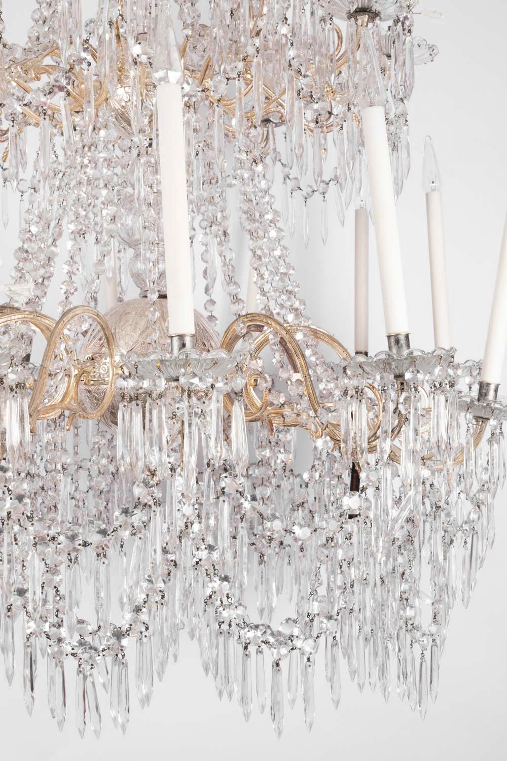 19th Century Large Chandelier in Silvered Bronze and Crystal, Napoleon III Period