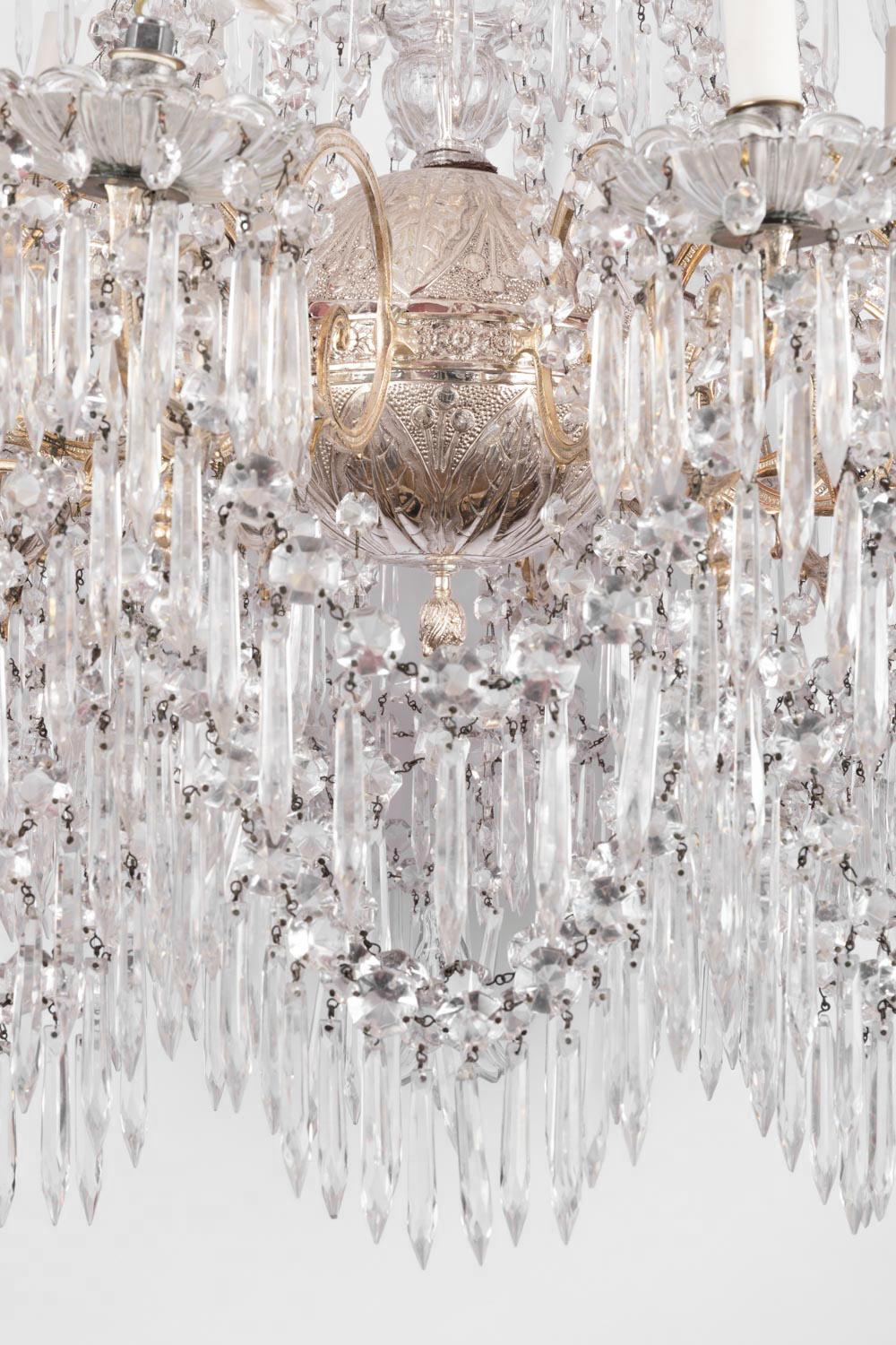 Large Chandelier in Silvered Bronze and Crystal, Napoleon III Period 2