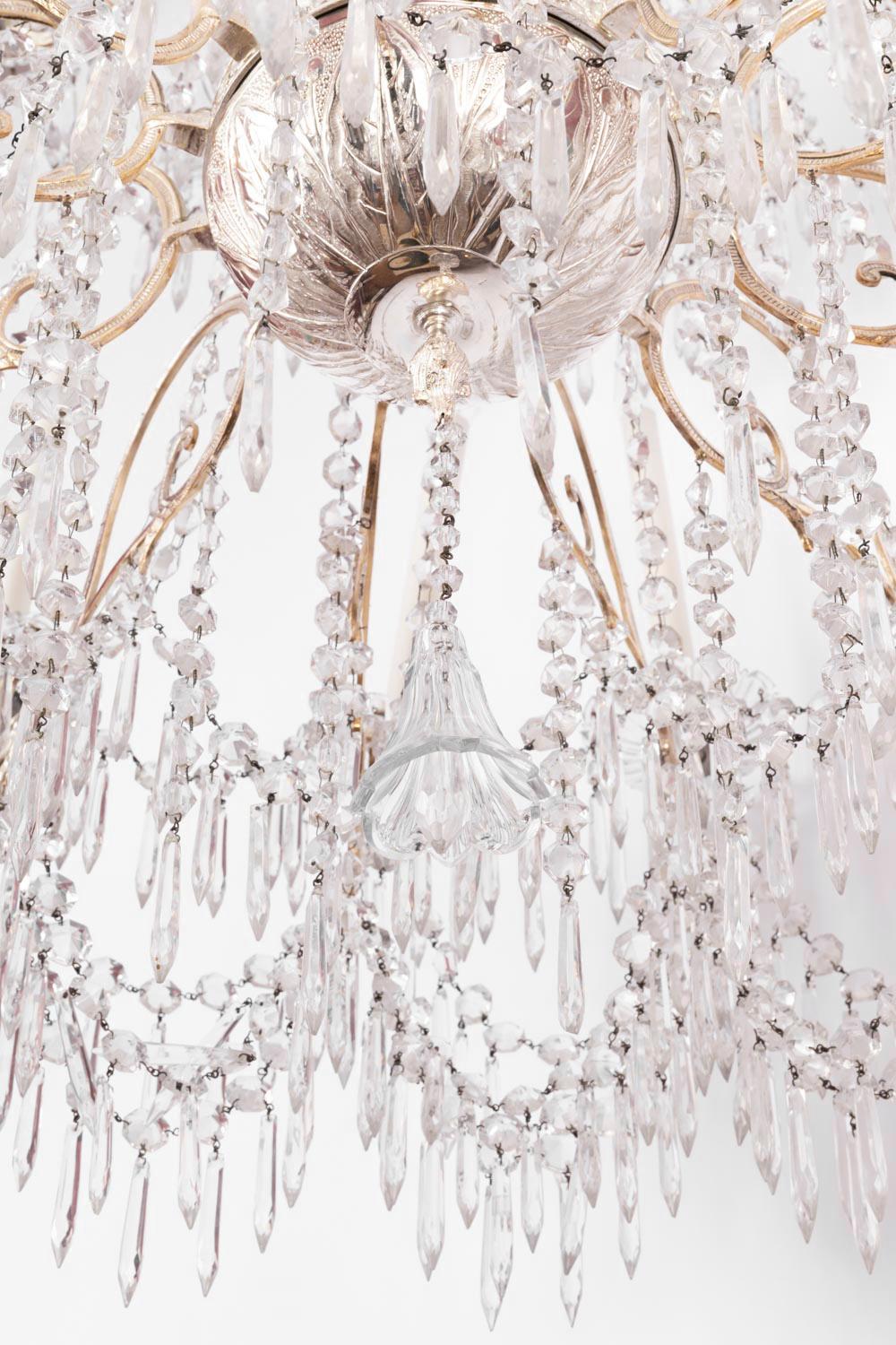 Large Chandelier in Silvered Bronze and Crystal, Napoleon III Period 4