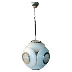 Grand lustre Manufacture Mazzega 6 Lights en verre au lait, 1970