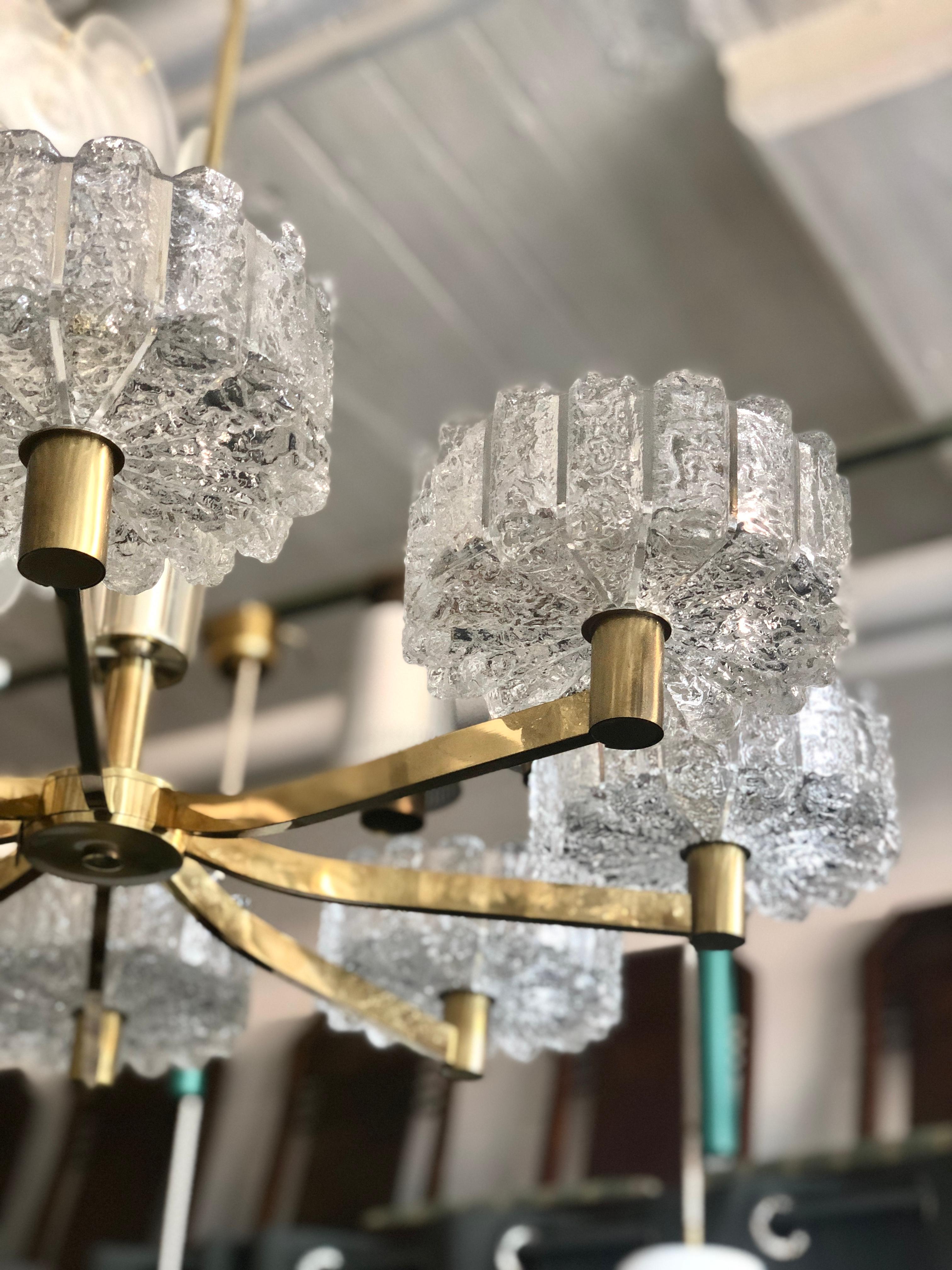 Swedish Large Chandelier, Orrefors Attributed For Sale