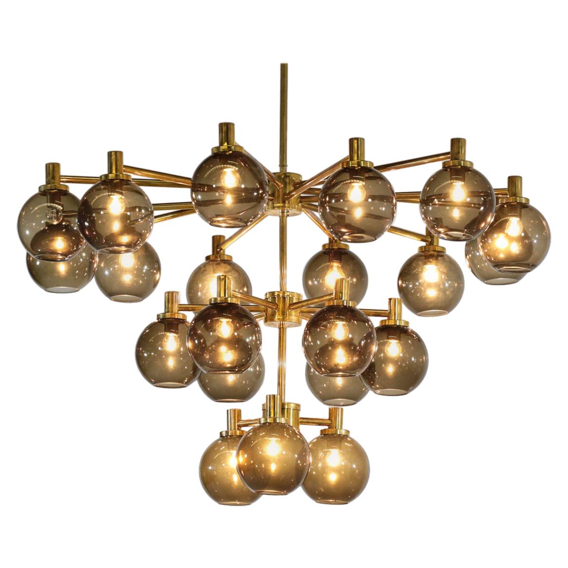 Large Chandelier Smoked Glass Hans Agne Jakobsson Style Vintage For Sale