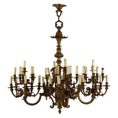 Large Chandelier Treated Bronze, Italy, First Half of the 1900s