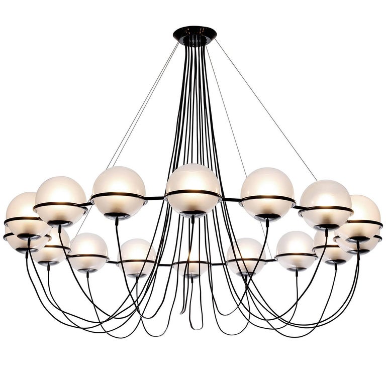 Large Chandelier with 16 Glass Spheres at 1stDibs