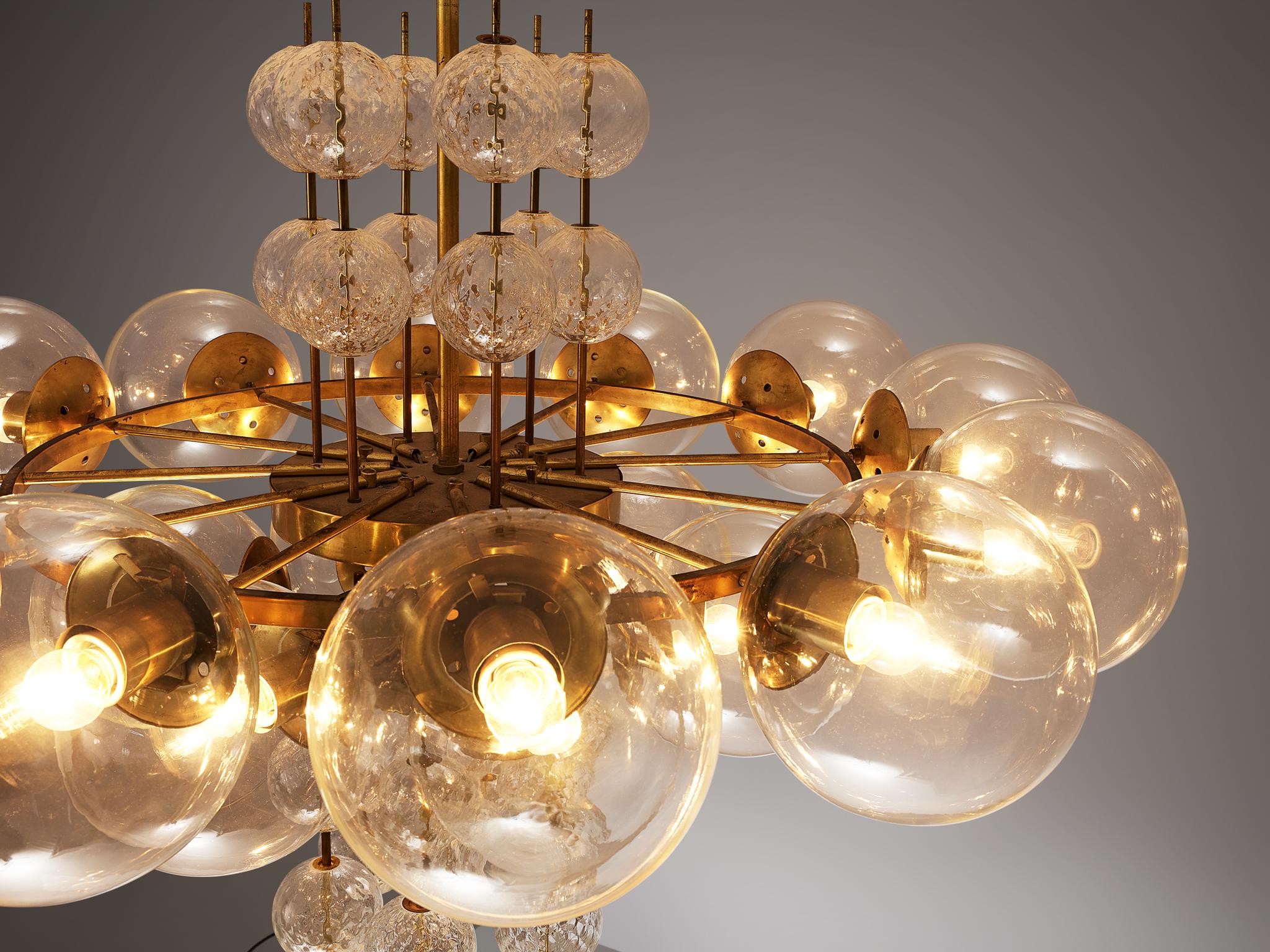 Large Chandelier with Brass and Glass Bulbs 1