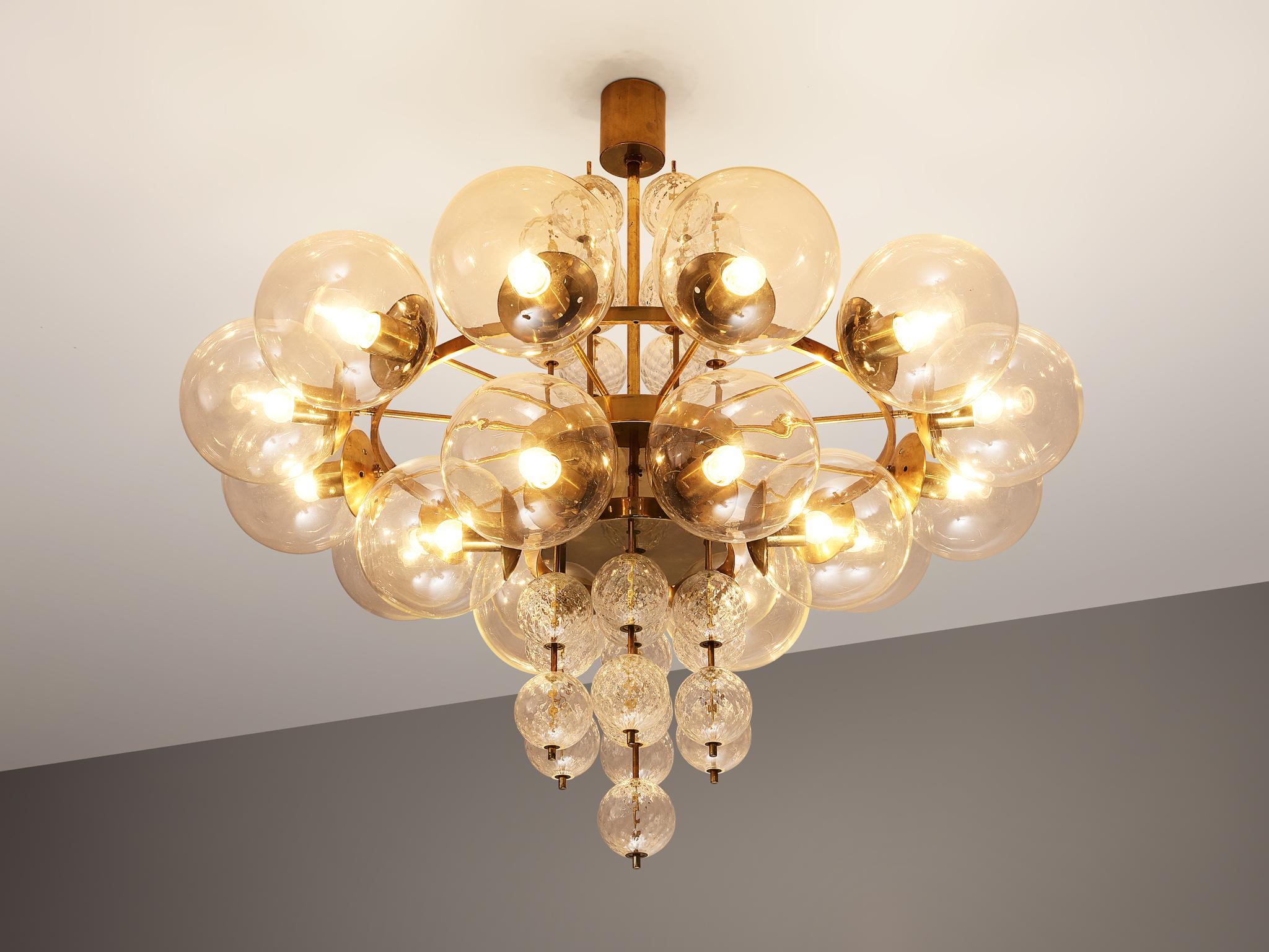 Large Chandelier with Brass and Glass Bulbs 2