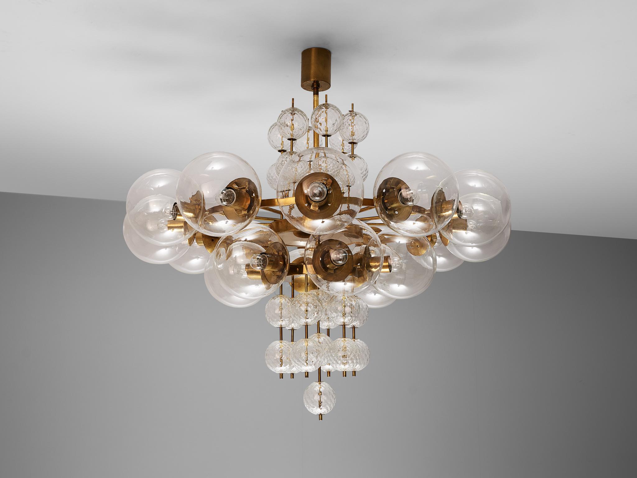 Large Chandelier with Brass and Glass Bulbs 3