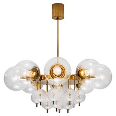 Large Chandelier with Brass and Glass Bulbs