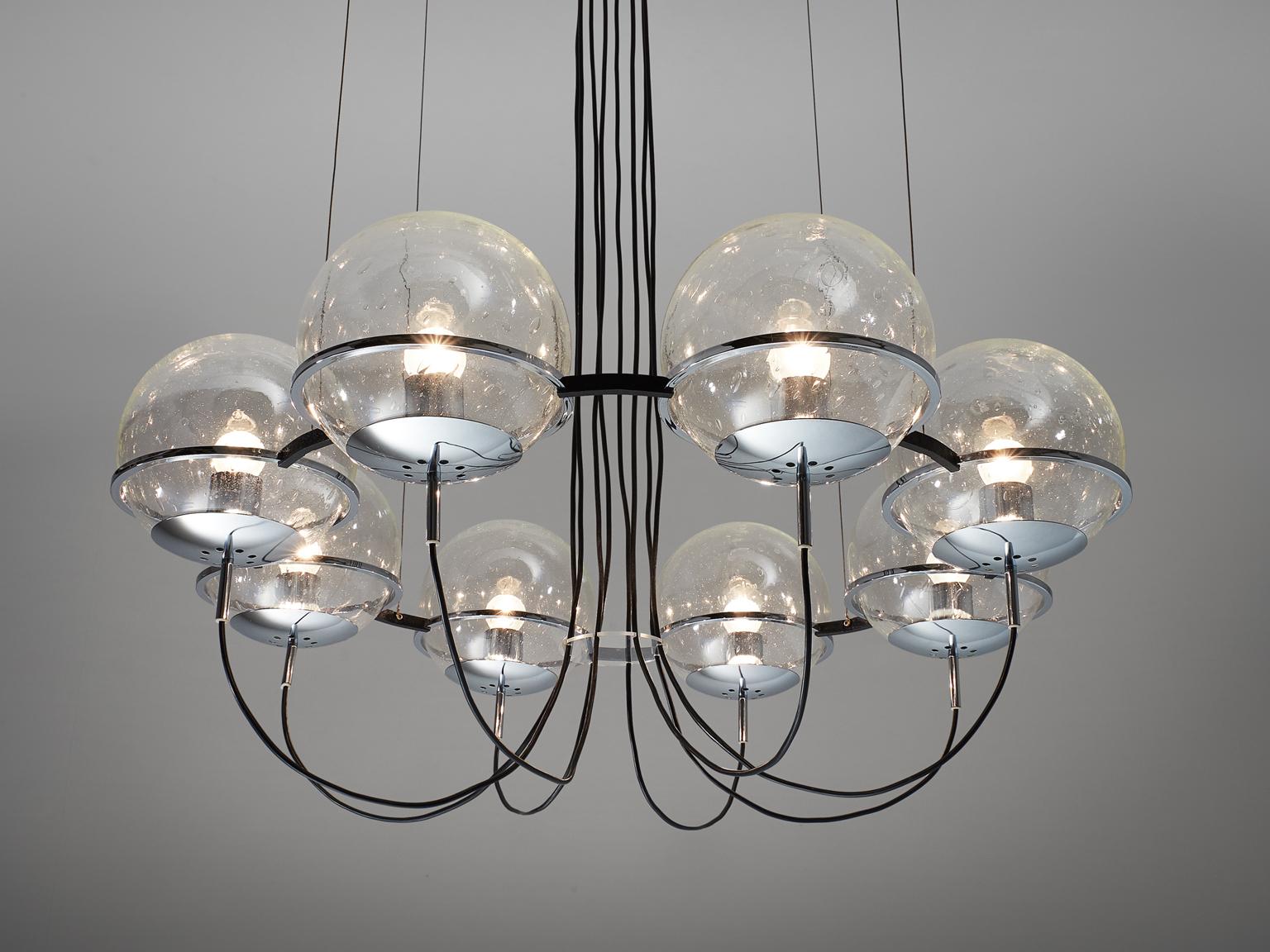 German Large Chandelier with Eight Glass Bulbs