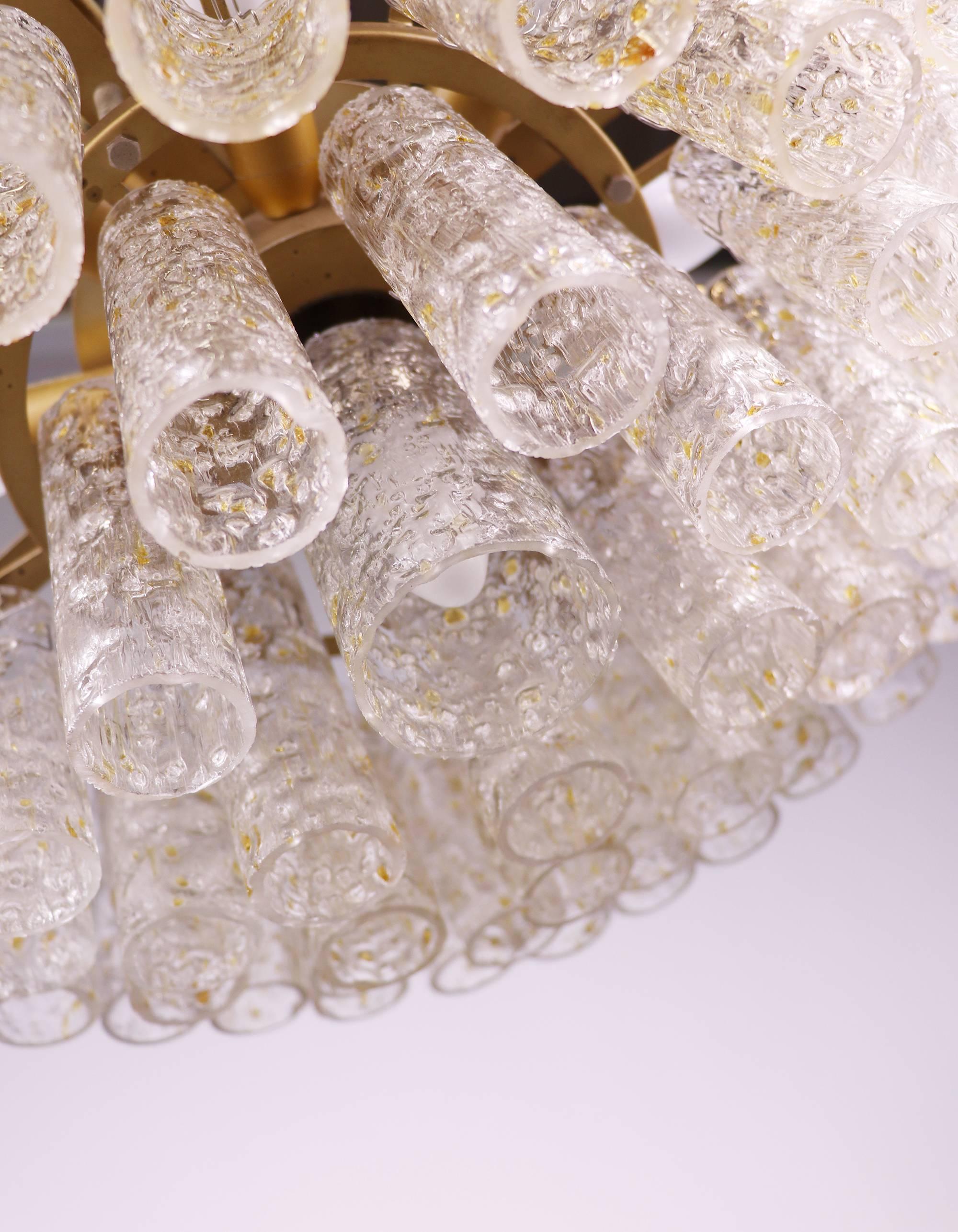 Large Chandelier with Gold Flaked Murano Glass Tubes by Doria, Germany, 1960s 1