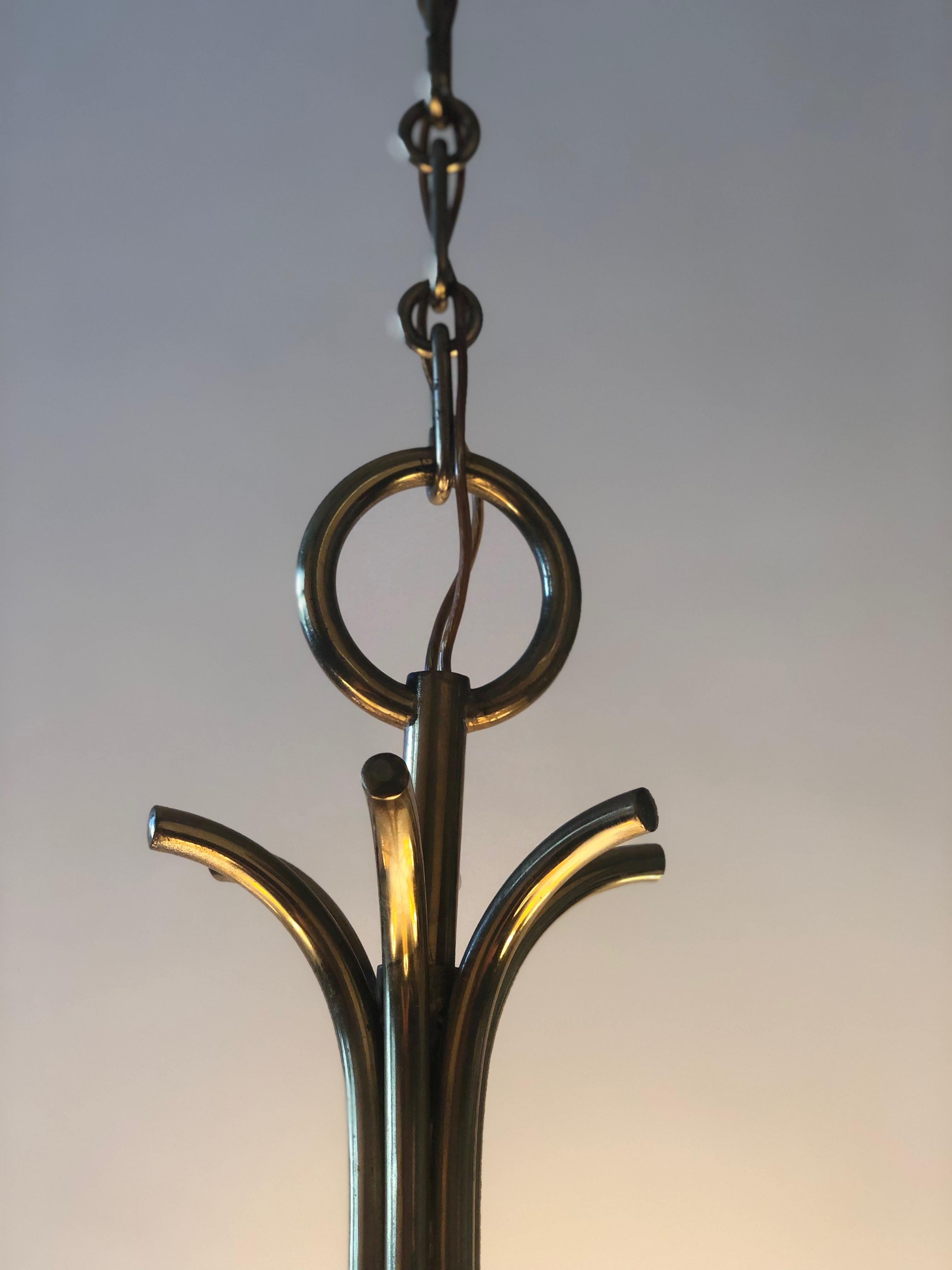 Large Chandelier with Six Shades in Brass from Josef Frank , Austria For Sale 3