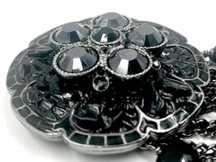 Large Chanel Black Poured Resin and Faceted Bead Camelia Brooch, circa 2000