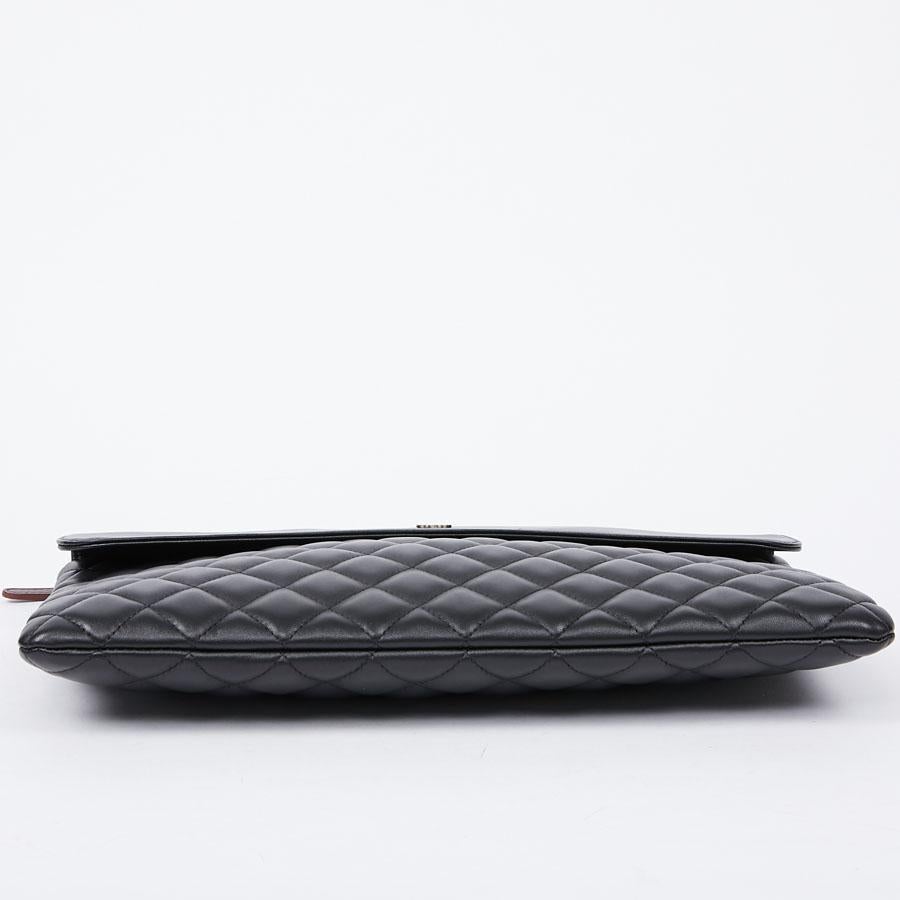 Large CHANEL Black Quilted Leather Clutch 3