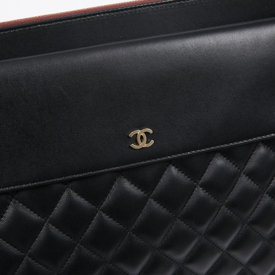 Large CHANEL Black Quilted Leather Clutch 4