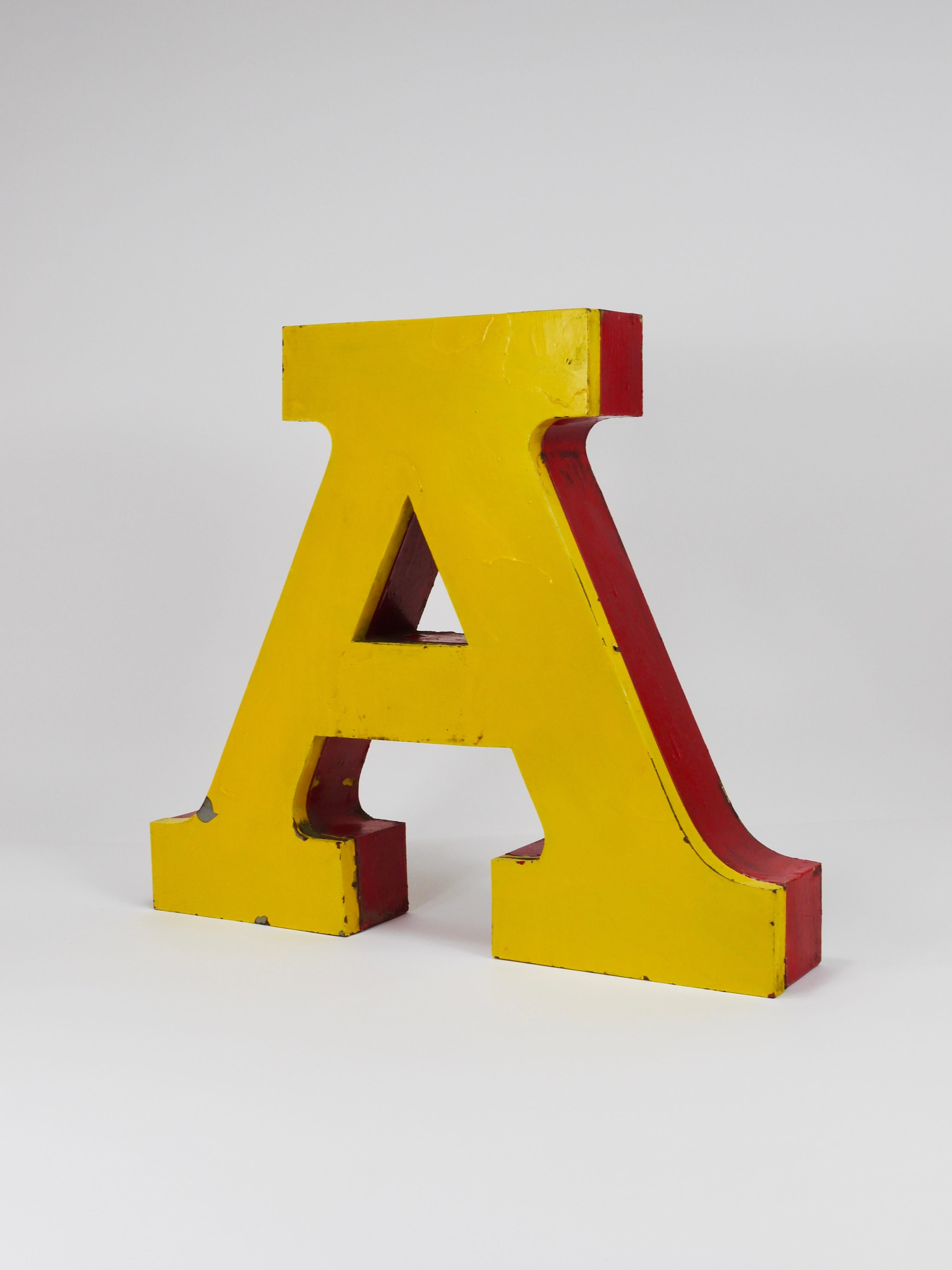 Painted Large Channel Letter A Circus Lettering Advertising Sign from the the 1960s For Sale