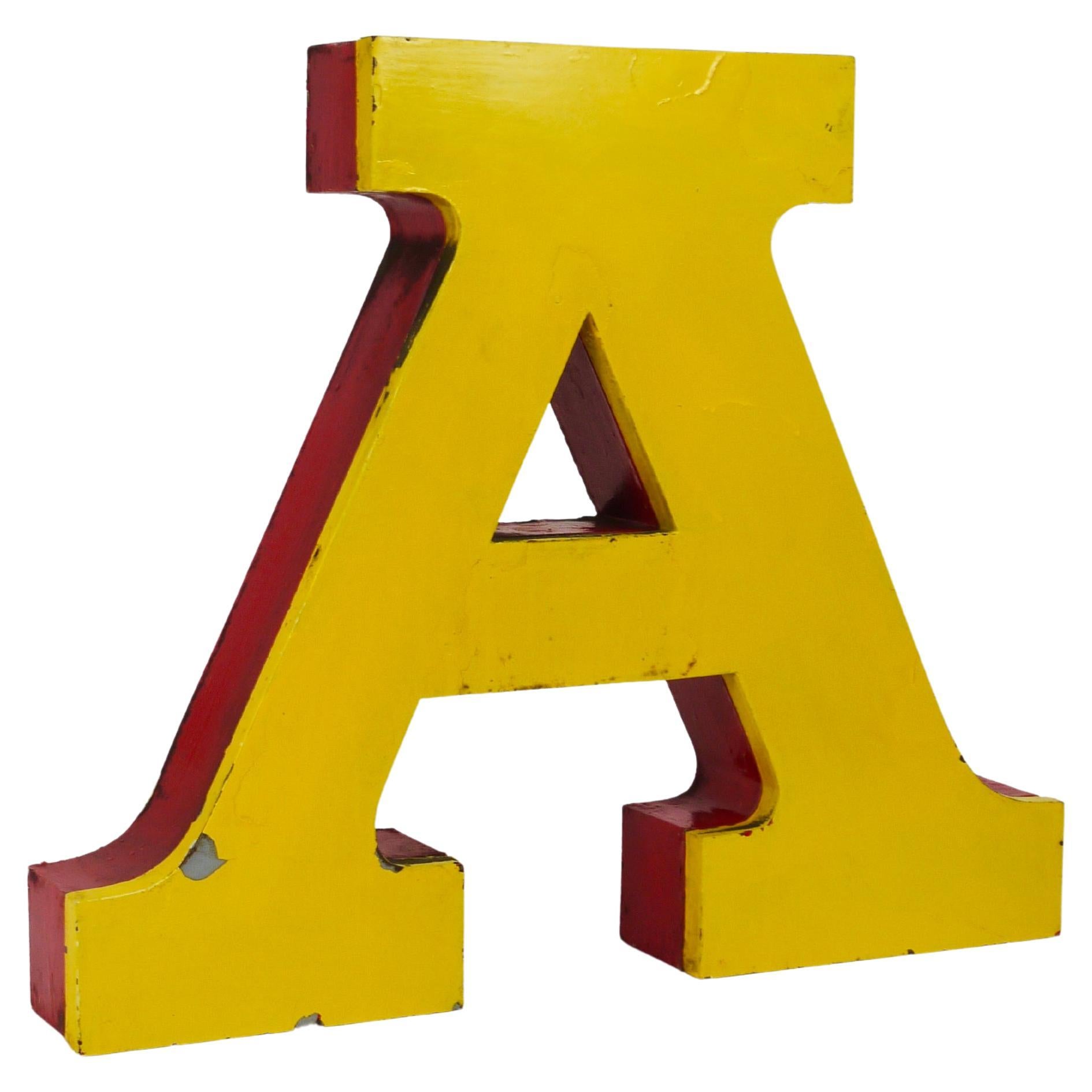 Large Channel Letter A Circus Lettering Advertising Sign from the the 1960s For Sale