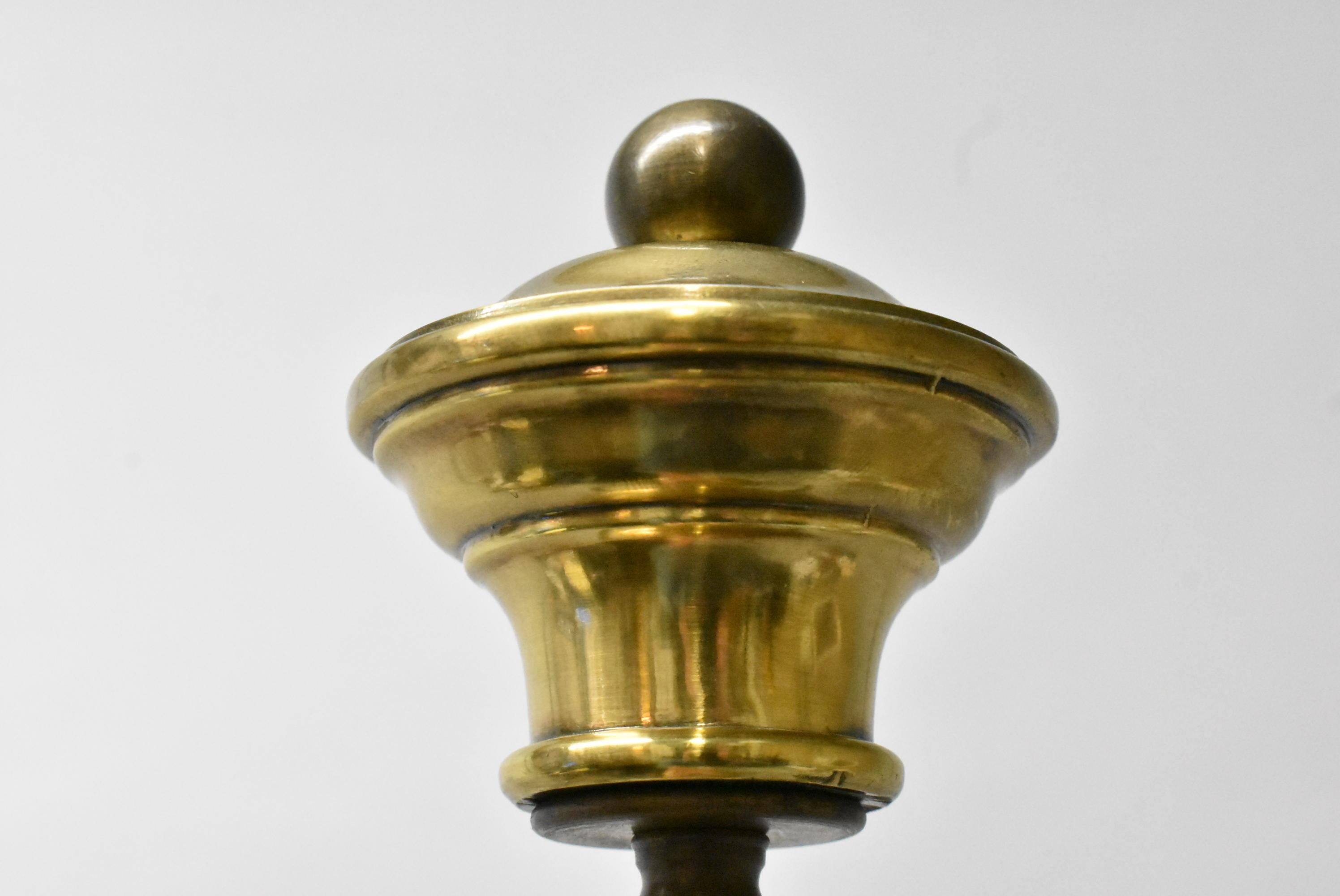 North American Large Chapman Rams Horn Brass Table Lamp