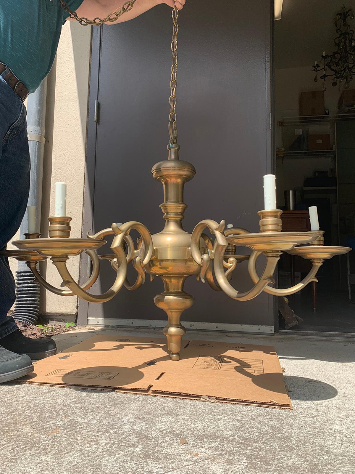 Large chapman solid brass six-arm chandelier, circa 1970s
Brand new wiring.