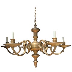 Large Chapman Solid Brass Six-Arm Chandelier, circa 1970s