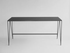 Large Charcoal Black Study Desk with Natural Linoleum Top - Customizable