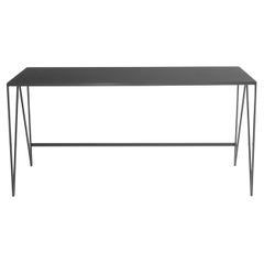 Large Charcoal Black Study Desk with Natural Linoleum Top - Customizable
