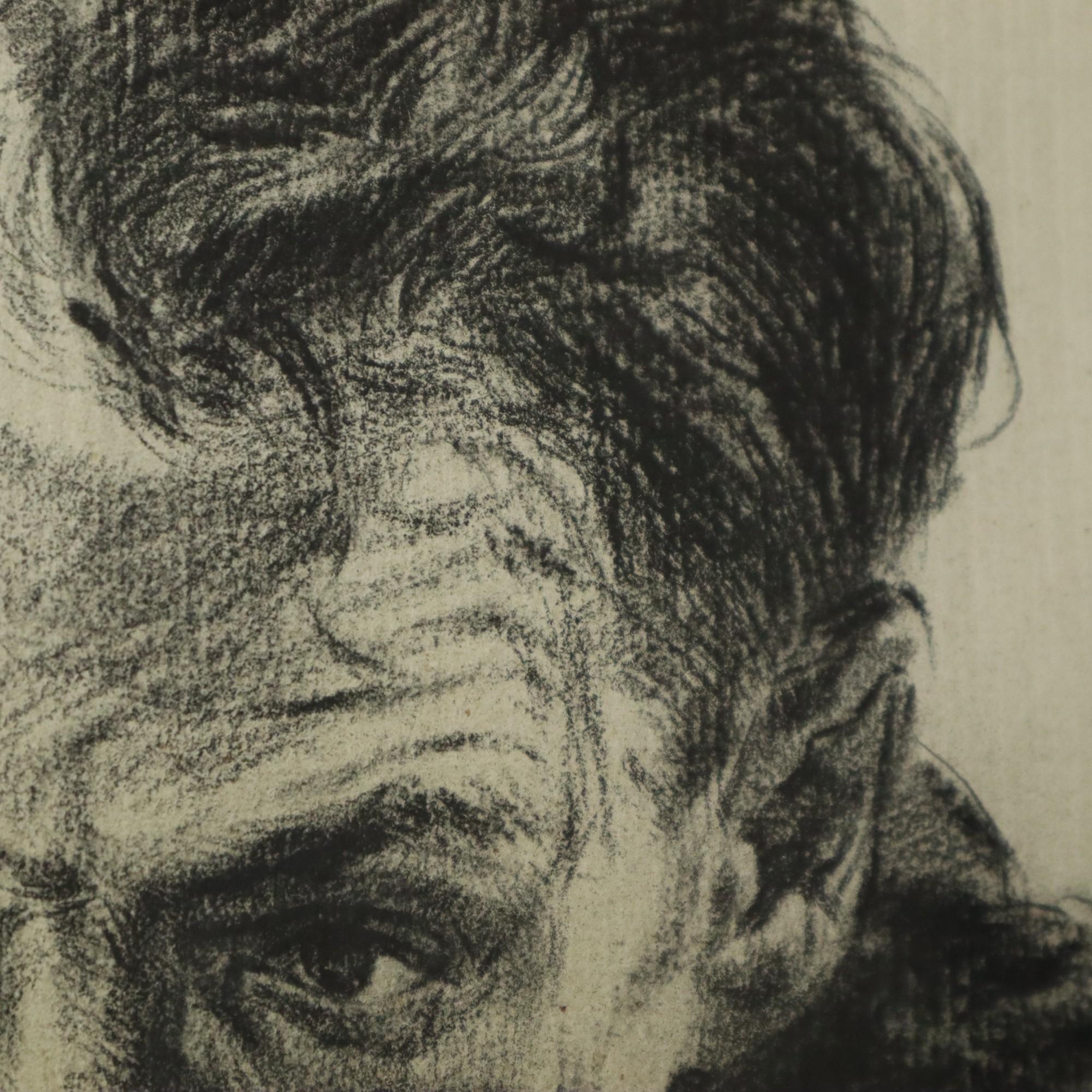 Gran dibujo a carboncillo Abogado Art Driesschaert Fechado en 1974 en venta 7